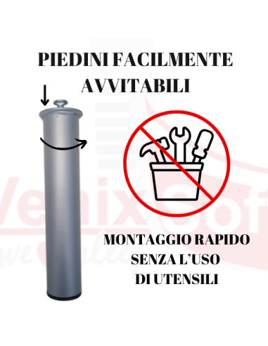 piedini facilmente avvitabili senza l'utilizzo di attrezzatura