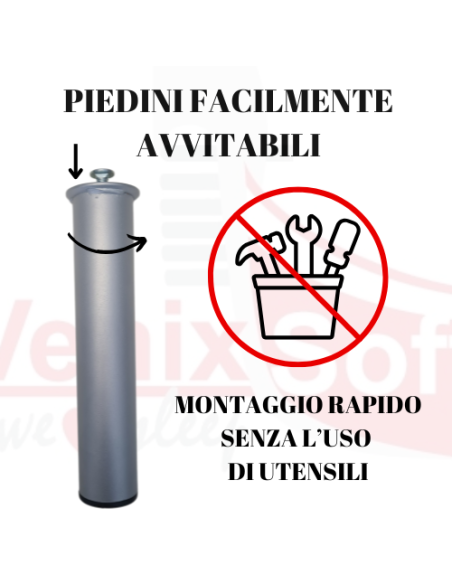 piedini facilmente avvitabili senza l'utilizzo di attrezzatura